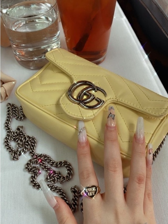 Gucci Handbags - Gucci Pale Yellow Quilted Mini Shoulder Bag with Silver GG